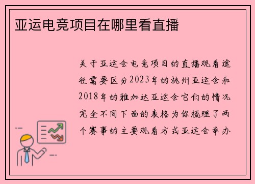 亚运电竞项目在哪里看直播